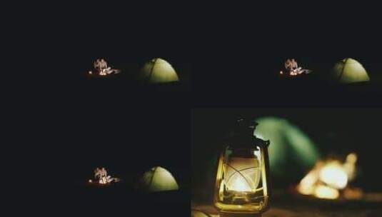 户外露营帐篷野餐野炊浪漫灯光高清在线视频素材下载