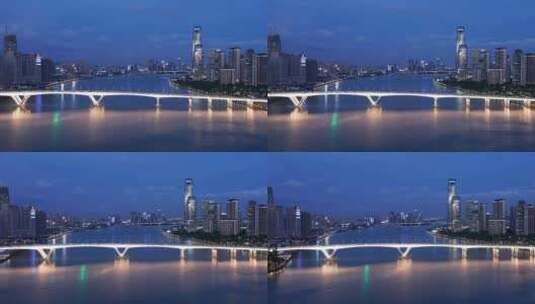 广州夜景航拍-琶洲大桥高清在线视频素材下载