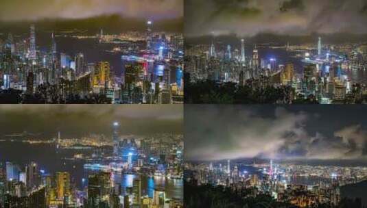 香港城市夜景延时摄影高清在线视频素材下载