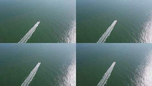 航拍大海中的船风光景色高清在线视频素材下载