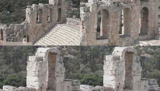 希腊阿迪库斯露天剧场建筑遗迹高清在线视频素材下载