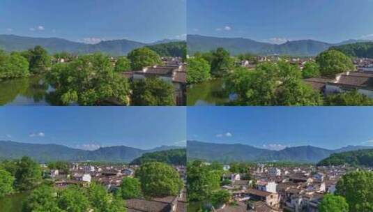 航拍中国传统水墨风安徽黟县宏村景区高清在线视频素材下载
