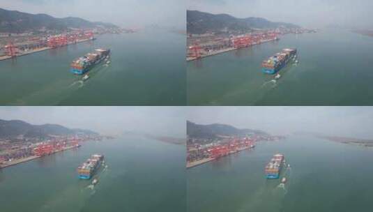 港口码头集装箱进出口贸易航拍高清在线视频素材下载