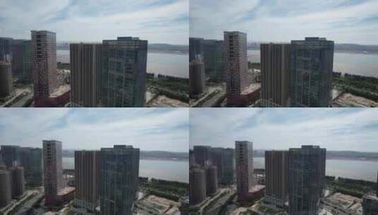 福建泉州东海新区CBD高楼建筑航拍高清在线视频素材下载