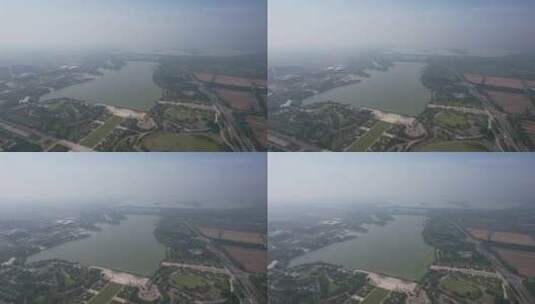 山东济宁城市风光新城区建设航拍高清在线视频素材下载