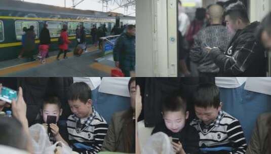 乘客 旅客 民工 疲惫 火车高清在线视频素材下载