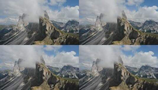特伦蒂诺上阿迪热白云石阿尔卑斯山南蒂罗尔意大利欧洲的塞塞达和弗切塔高峰高清在线视频素材下载