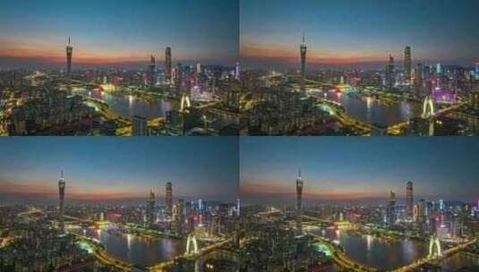 广州城市夜景高清航拍延时视频高清在线视频素材下载