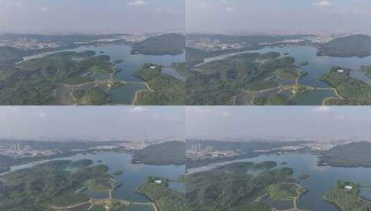东莞市同沙生态水库公园航拍高清在线视频素材下载