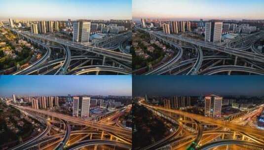 湖南长沙湘府路高架交通车流日转夜延时摄影高清在线视频素材下载