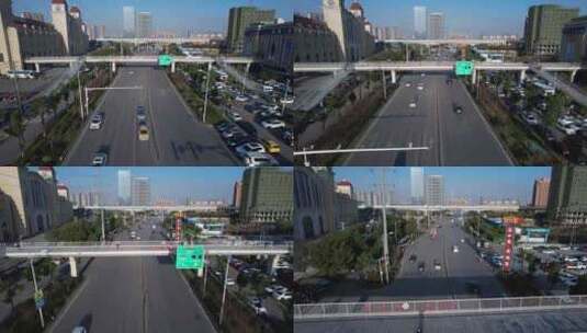 武汉黄陂汉口北大道交通航拍高清在线视频素材下载