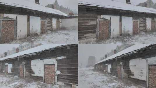 风雪中的俄式保护建筑高清在线视频素材下载