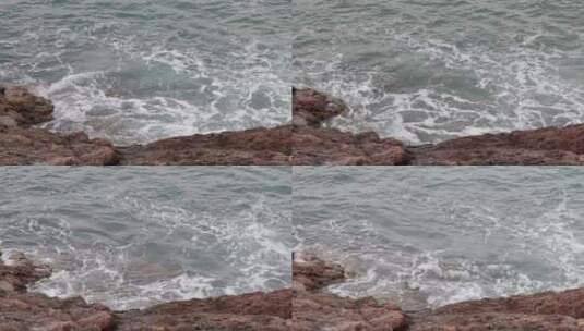 深圳-大梅沙礁石风起浪涌高清在线视频素材下载