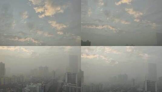 城市雾霾晨曦高清在线视频素材下载