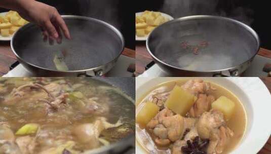 中国东北特色家常菜鸡肉炖土豆高清在线视频素材下载