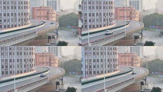 上海延安高架 车流 城市风光航拍高清在线视频素材下载