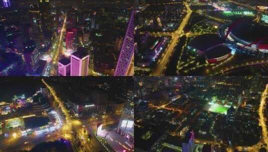 南京市玄武区车流夜景航拍延时素材高清在线视频素材下载