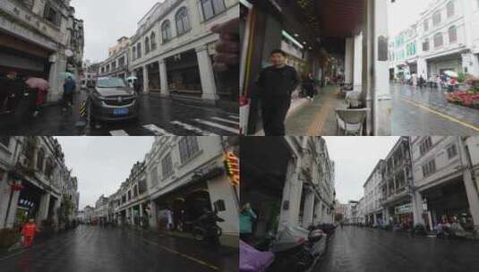 海口骑楼老街延时摄影高清在线视频素材下载