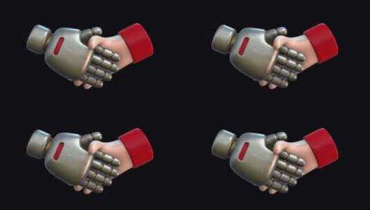 人与机器人的握手高清在线视频素材下载