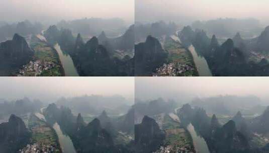 航拍桂林漓江山水风光高清在线视频素材下载