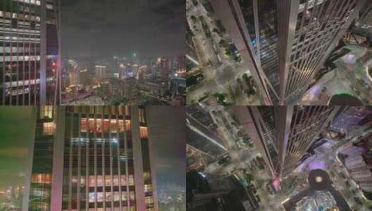 平安金融中心夜晚夜景深圳航拍城市地标高楼高清在线视频素材下载