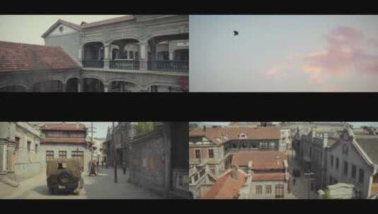 放风筝 民国城市 空镜 航拍高清在线视频素材下载