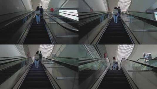 杭州火车东站进站口乘坐电梯运镜镜头高清在线视频素材下载