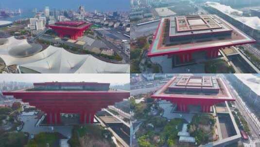 上海中华艺术宫航拍浦东新区城市地标建筑风高清在线视频素材下载