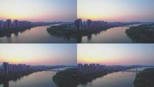 辽宁辽阳太子河夕阳景观高清在线视频素材下载