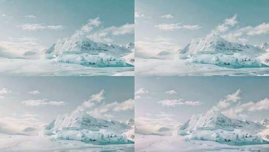 冰雪覆盖的极地景观和雪山风景高清在线视频素材下载