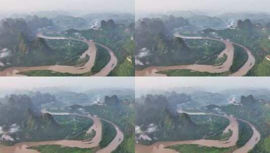 桂林山水喀斯特峰林高清在线视频素材下载