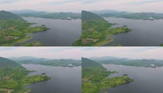 浙江湖州德清对河口水库航拍高清在线视频素材下载