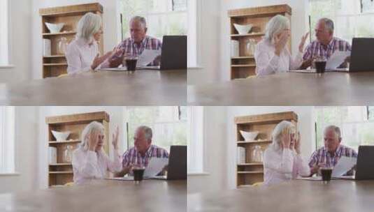 压力很大的老年夫妇在家用笔记本电脑检查财高清在线视频素材下载