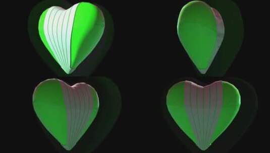 3d Big Green Hearts高清在线视频素材下载