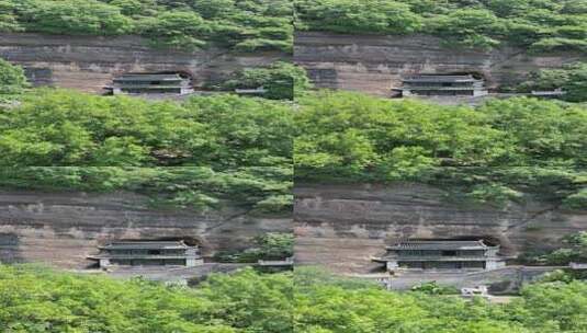 竖版航拍湖北襄阳南漳县水镜庄景区古建筑高清在线视频素材下载