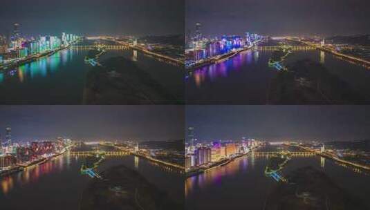 湖南长沙夜景航拍延时高清在线视频素材下载