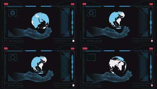 高科技感手地球人工智能界面高清在线视频素材下载
