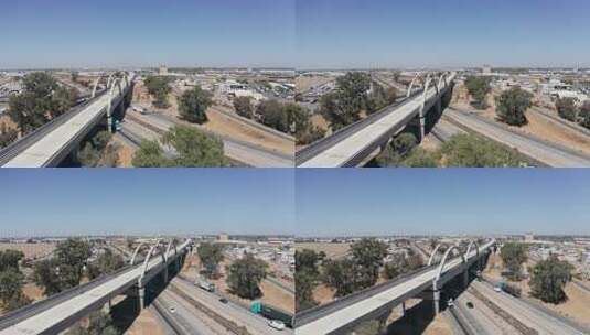 弗雷德加州高速铁路双拱桥跨度的空中特写平高清在线视频素材下载