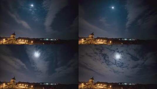 云中满月的夜空，时间流逝高清在线视频素材下载