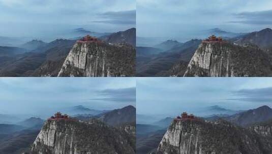 河南南阳五朵山道观万福宫航拍高清在线视频素材下载