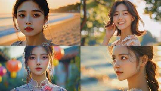 广告人像 年轻中国女性形象 浪漫女孩情人高清在线视频素材下载