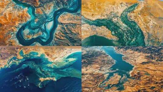 航拍江河 湖海水纹大地地形自然景观高清在线视频素材下载