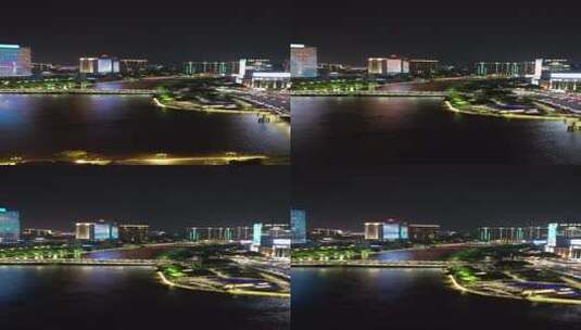 城市河流夜景俯瞰高清在线视频素材下载