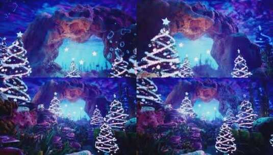 浪漫蓝色的圣诞节场景AE模板高清AE视频素材下载