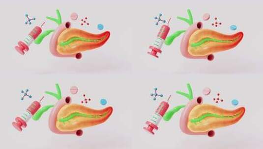 人胰腺，胆囊器官模型，胰腺炎及药物治疗，高清在线视频素材下载