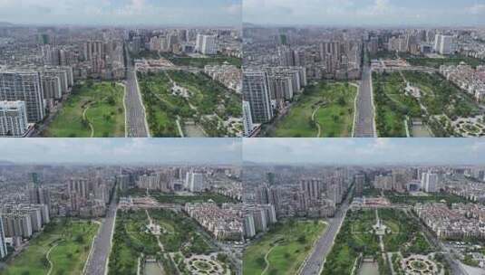 广东汕头城市绿化开放广场航拍高清在线视频素材下载