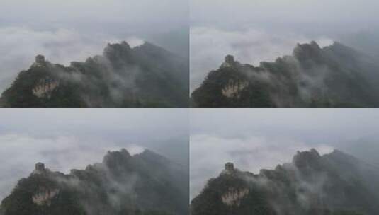 航拍雨后的北京密云司马台长城云海高清在线视频素材下载