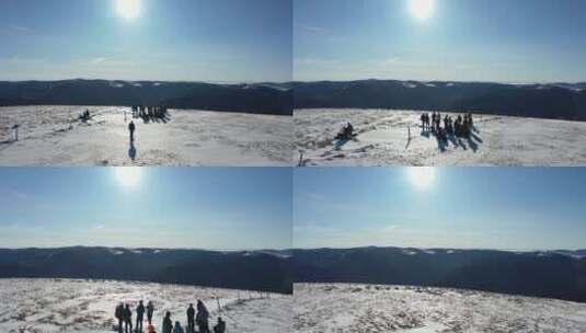 冬季无人机拍摄的山脉高清在线视频素材下载