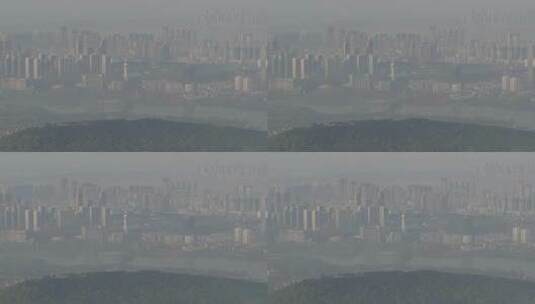 武汉东湖航拍东湖山脉水域城市晨雾高清在线视频素材下载