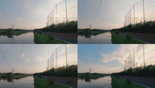 河边日落延时摄影高清在线视频素材下载
